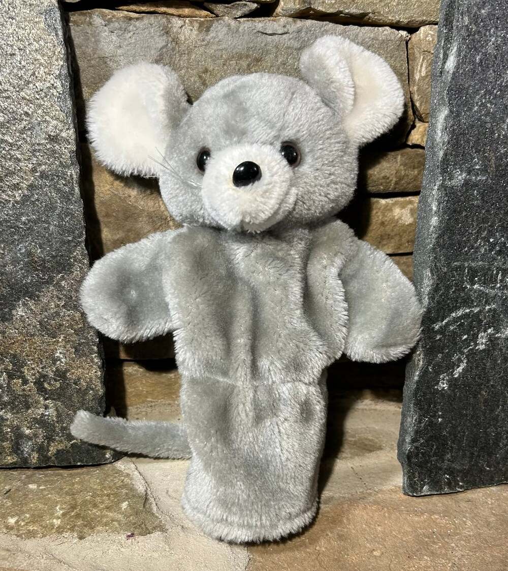Vintage Gray Mouse Hand puppet plush